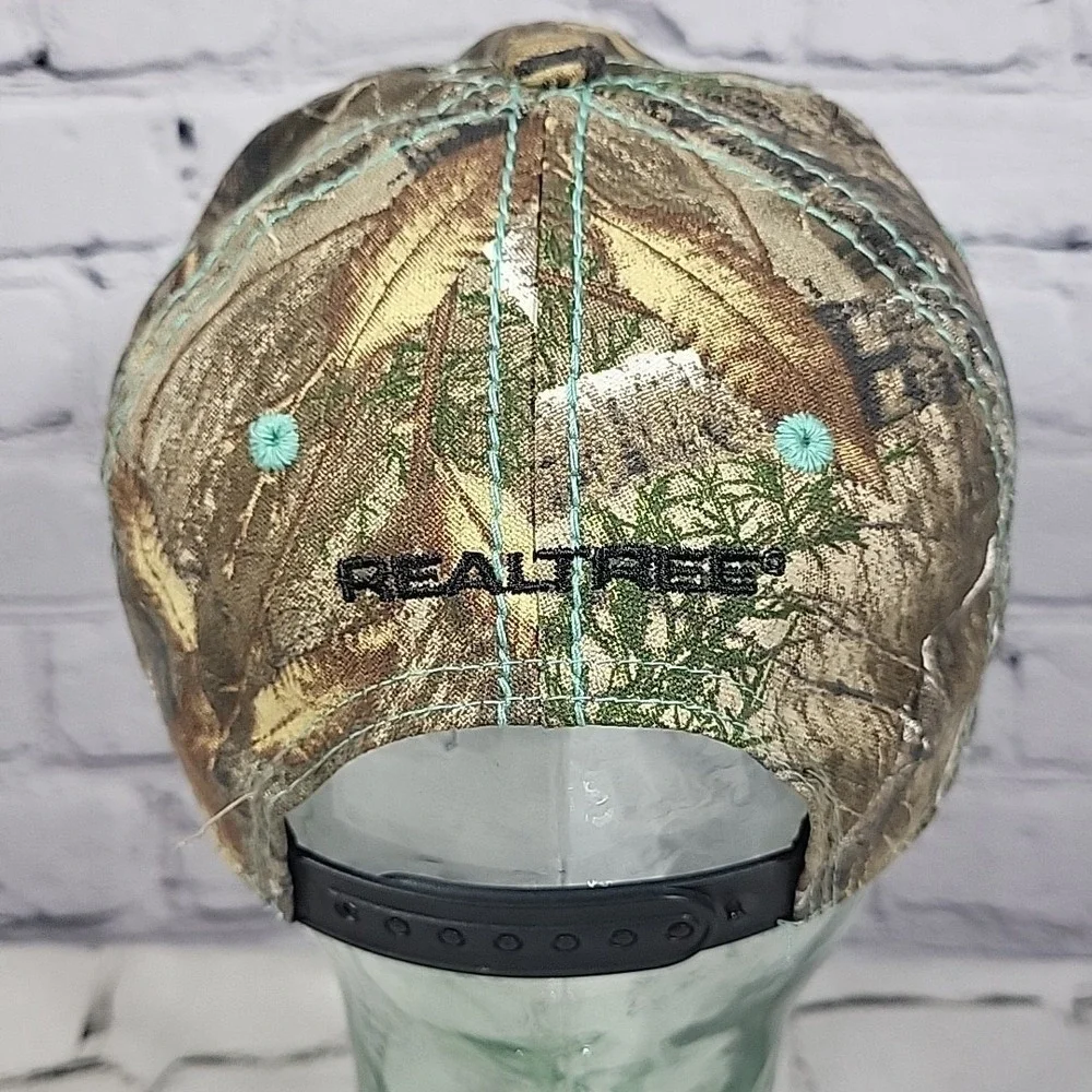 Realtree‎ Hat Womens One Size Camo Teal Glitter Brand Logo Patch Snapback Cap